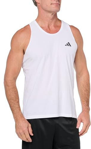 adidas Men's Own The Run Tank Top Shirt, White/Opulent Garden, Small, White/Opulent Garden, S