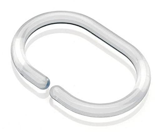 fiXte Clear Shower Curtain Rings Hooks Clips Plastic Lightweight and Durable Bathrooms Changing Rooms Accessories 5cm x 3cm (Pack of 12)