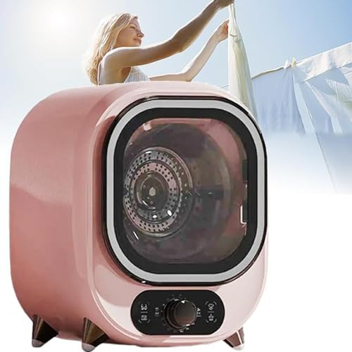 DPQYJPP Asciugatrice ventilata - Mini asciugatrice compatta a condensatore Portatile Piccola, Perfetta per l'uso su bancone o a Parete, capacità di carico di 0,8 kg,Pink