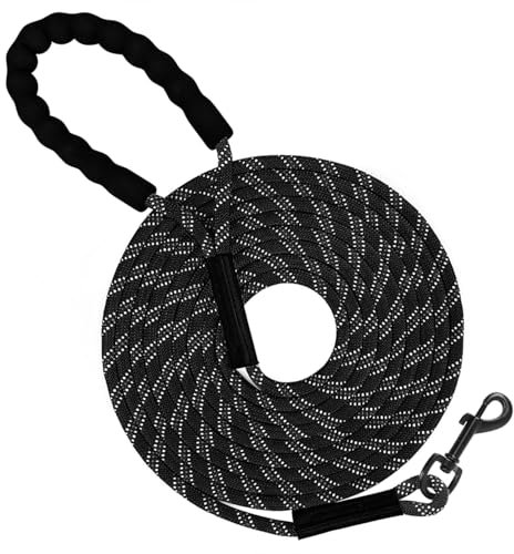 Dubest Schleppleine für Hunde, Hundeleine 10M 20M 30M mit Bequemen Gepolsterter Griff und Abschließbarer Karabiner Reflektierende Trainingsleine Laufleine für Kleine Mittlere Große Hund(30M)