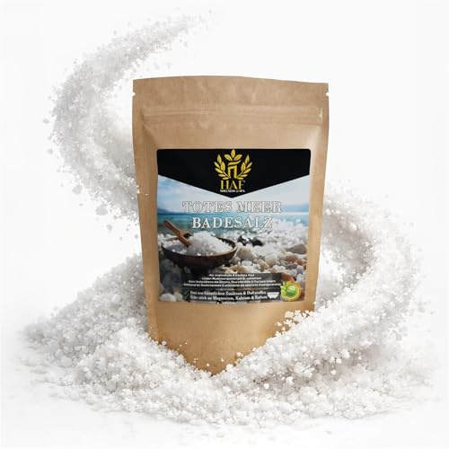 HAF Premium döda havet badsalt för känslig och torr hud | Havssalt 100 % naturligt rent från Jordanien för stressminskning | Mineralsalt för god sömn och för kroppsvård | 1 kg i påse