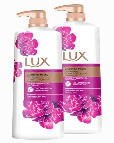 LUX Charming Peony Body Wash with Orange Oil - Men's & Women's Aromatic, Long-Lasting Fine Fragrance Shower Gel, Nourishing Body Cleanser, Aromatic Fragrance Bath Soap - Pack of 2, 1L