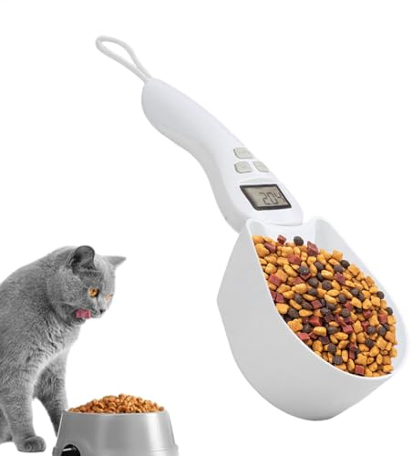 Báscula de medición de Alimentos - Cuchara de medición Digital, Instrumento de pesaje de precisión portátil, Pantalla LCD, medición de Gramos para Alimentos para Perros y Gatos, balanza