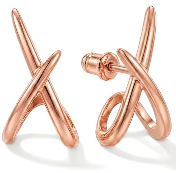 MUMREUES Orecchini da donna in argento 925, placcati in oro 14 carati, piccoli orecchini minimalista, gioielli regalo