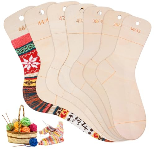 BORDEAG Lot de 7 planches à chaussettes taille 34-47 - Avec indication de taille - Pochoir à chaussettes - Bloqueurs de chaussettes - Pour le tricot, le crochet