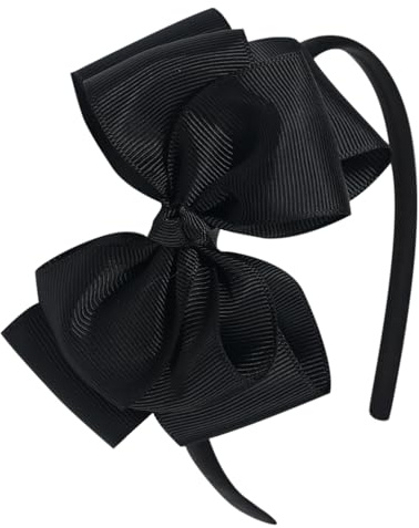 Amybasic Double-Layered Cute Bow Headbands for Girls & Toddlers – Multicolor, Stylish & Comfortable（Black）