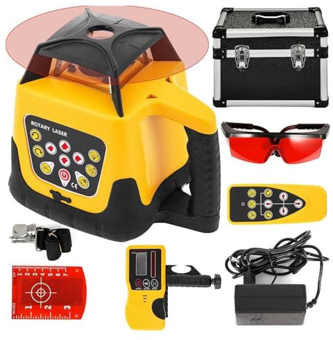 Rechargeable 360° Rotary Red Laser Level - Self-Leveling Automatic Laser Level for Vertical & Horizontal Cross Line, 500M/1640ft Range