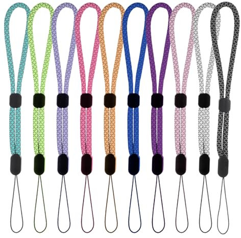 Tucnoeu 10PCS Handschlaufe Handy, Reflektierende Verstellbare Handyband Kurz für Kamera, Schlüssel, USB-Stick