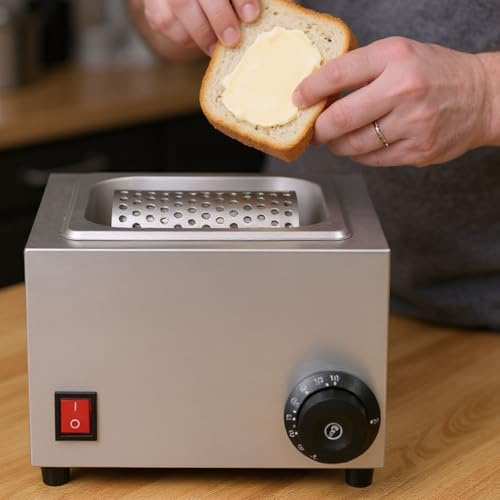 moupeaktain Butter Roller Tool Stainless Steel Butter Wheel, 30-80℃ Temperature Adjustable, 360° Even Spreading, Rotary Buttering Kitchen Tool for Cornbread Steaks Burgers BBQ