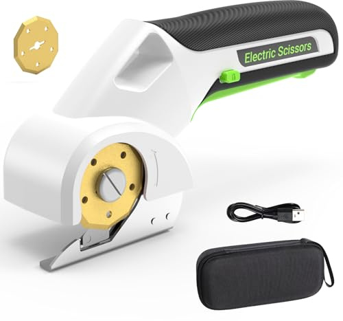 EXPEDMAN 2026 NEW 4V Cordless Electric Scissors Tools, Cardboard Cutter with 2 Titanium Blade Accessories, Safety Lock, Rotary Cutter for Cardboard,Gifts for Men&Women - Glossy White