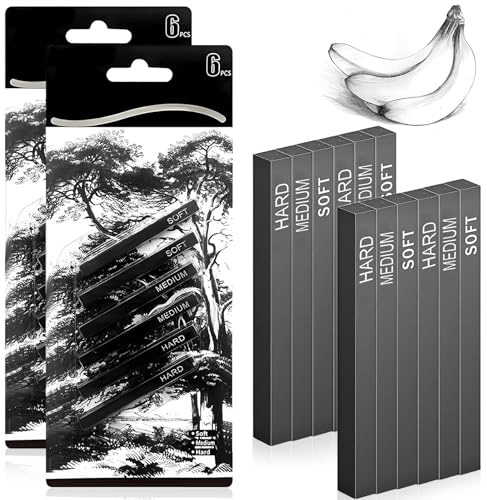 xwnyzw 12 Pieces Charcoal Pencils for Artists, Charcoal Sticks Square Compressed Charcoals Art Graphite Stick Artist Pencils Black for DIY Drawing Crafts Sketching Shading, Beginners and Artists