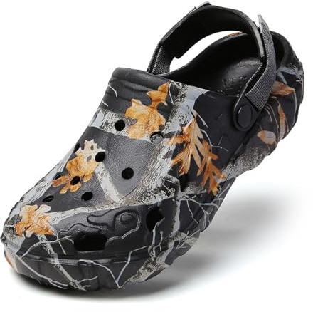 MEIAGDT Sabots Homme Femme Camouflage Chaussures de Jardin été Clogs Confortables pour Jardin Sandales de Plage EVA Légères à Enfiler pour Douche Extérieur & Quotidien Noir 45