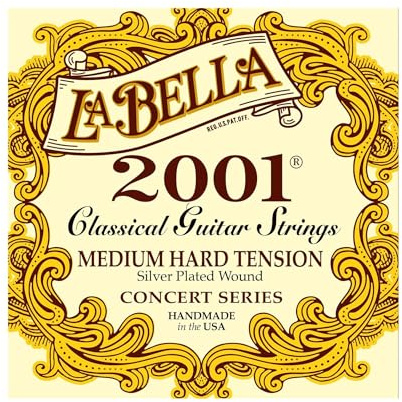 La Bella 2001 Medium Hard Tension Silver-Plated wound Classical Guitar Strings - 029-0435