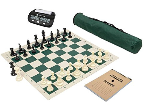 Wholesale Chess Basic Club Complete Chess Set with Scorebook and Clock (Green)