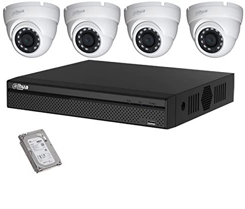 DAHUA Full HD 500 GB Videosorveglianza 4 telecamere a cupola da 2 MP