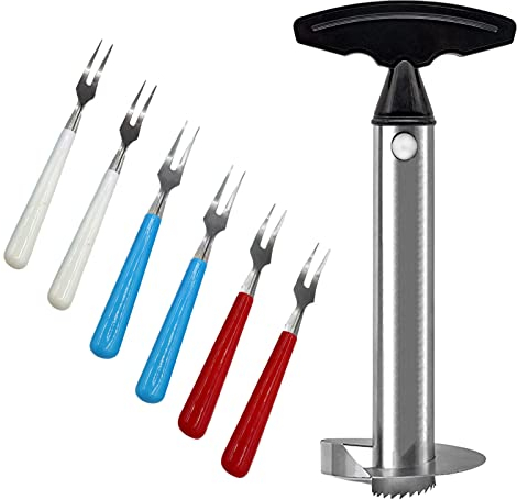 Coupe-Ananas | Découpe-Ananas en Acier inoxydable | Vide-Ananas lavable en Lave-Vaisselle | Épluche-Ananas avec Mini-Fourchettes | EUROXANTY Accessoires de Cuisine