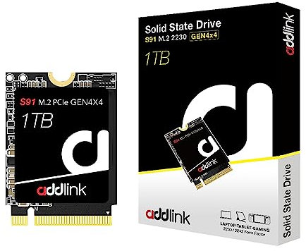 addlink S91 1TB M.2 2230 NVMe High Performance PCIe Gen4 3D NAND SSD for Handheld Gaming Device - Up to 4900 MB/s, Great for Steam Deck, ROG Ally, Laptop, Internal Solid State Drive (aUK1TBS91M2P)
