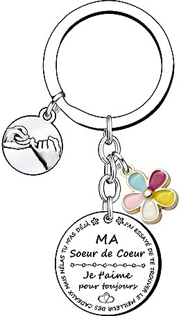 XQXQXZ Cadeau Soeur Noel Porte Clef Soeur de Coeur Porte clef Amour Soeur Ma Soeur de Coeur pour toujours pour Sœur Originale Porte-clés Cadeau Soeur Anniversaire (1)