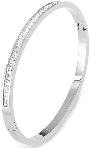 Tidefire Stainless Steel Bracelet for Women Crystal Cubic Zirconia Bangle
