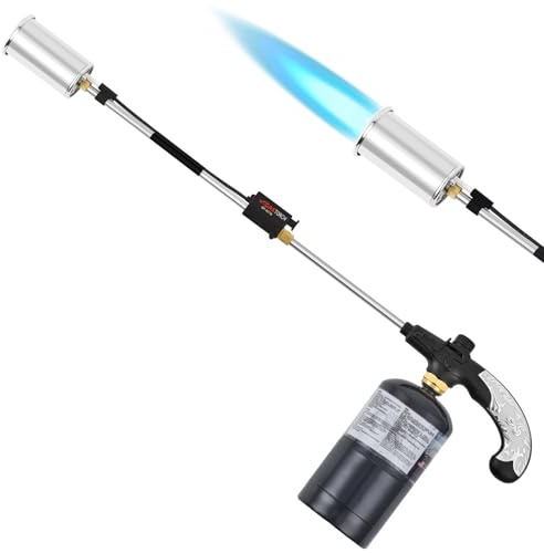 Propane Torch Burner Weed Torch with High Output Heavy Duty Blow Torch 30 Detachable Long Arm Propane Weed Burner Control Valve for Garden,Stumps,Wood,Melting Ice,Snow Road,Roofing
