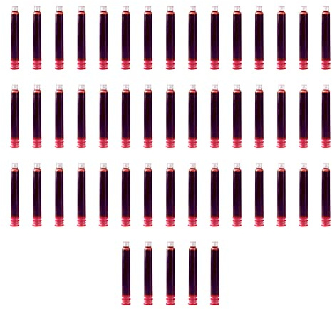 Cartuchos de tinta de pluma estilográfica de 50 piezas Cartucho de recarga de tinta de color rojo con diámetro de agujero de 3,4 mm para oficina, escuela, estudiante, escritura, material de papelería
