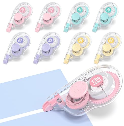 Four Candies Correction Tape, 8Pcs Large Capacity White Out Tape Roller