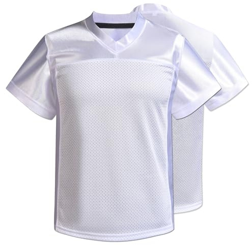 Repawu Men's Blank Football Jersey, Adult Mesh Athletic Practice Football Shirts, Blank Football Jerseys for Adults S-2XL (US, Alpha, Medium, Regular, Regular, White)