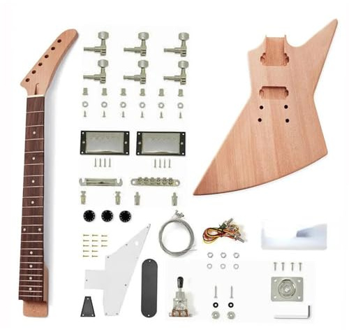 Gitarrkroppar Gitarr DIY Kit 22 Fret Banana Head Dot Inlagd Hals Med Tillbehör