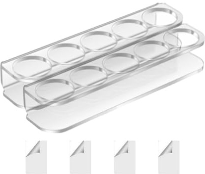 Vallkylskåpsvägghållare, kylskåp väggställ för injektionsflaska 2 Pack | Kylflaskskydd, 5 slots akrylarrangör innehåller 4 dubbelsidiga lim för hushåll