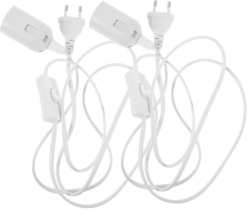 CLISPEED Lot De 2 Cordons De Lampe Avec Prise De Courant Eu, Douille E27 En Plastique Résistant Haute Température, Câble Suspendu De 1,8 m Pour Éclairage Industriel Et Domestique