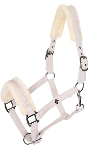 Imperial Riding Cabestro IRHJewel – Glamoroso cabestro Softshell con acolchado de piel sintética y diamantes de imitación, ajustable, cómodo cabestro para caballo, entrenamiento y pastoreo, arena gris