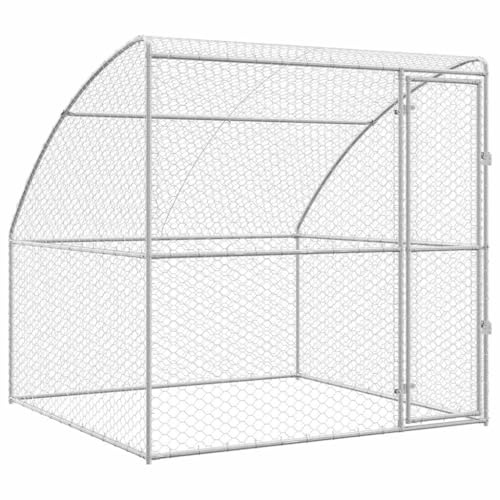 vidaXL Refugio para Perros Plateado 2 x 2 x 2 m Acero galvanizado, Casa para Perros Moderna y Minimalista, Resistente, Refugio al Aire Libre, Espacio para tu Mascota