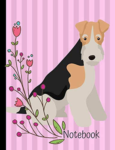 Notebook: Wire Haired Fox Terrier Dog Pink School Composition Notebook 100 Pages Wide Ruled Lined Paper