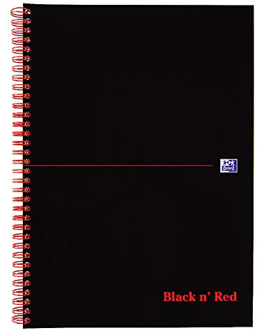 Oxford Black n’ Red A4 Wirebound Notebook – 100 Lined Pages, Flexible Soft Card Cover, Lay‑Flat Double‑Wire Spine, Optik Paper, Scribzee‑Enabled