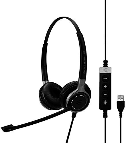 Sennheiser SC 660 USB ML Binaural Diadema Negro, Plata - Auriculares con micrófono (Centro de Llamadas/Oficina, Binaural, Diadema, Negro, Plata, Alámbrico, 2,9 m)