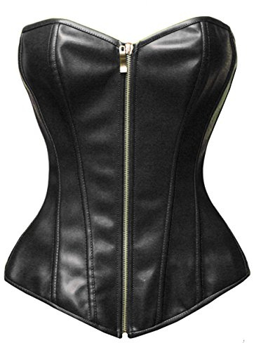Bslingerie® Womens Faux Leather Corset Top (Black, 3XL)
