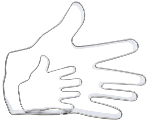 PME SC619 Plätzchen-und Kuchenausstecher mit Handmotiv, kleines und großes Format, Sortiment, 2-teilig, Edelstahl, Silver, 10 x 2 x 9 cm