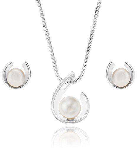 LillyMarie Damen Schmuckset Silber 925 Mit Perlen Anhänger Und Ohrringe