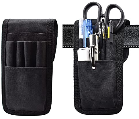 Lot de 2 étuis à Crayons Multifonctions et réglables pour Ceinture, étui à Crayons Militaire Amovible, Peut contenir des stylos, Une Lampe de Poche, des règles et des Ciseaux, Noir