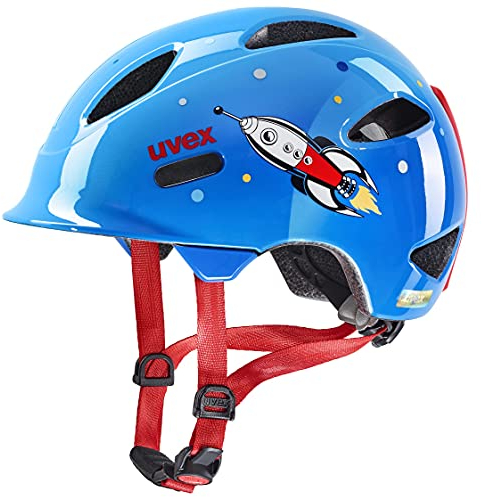 uvex OYO Style - Leichter Fahrradhelm für Kinder - individuelle Größenanpassung - erweiterbar mit LED-Licht - Blue Rocket - 50-54 cm