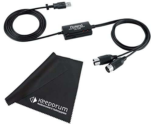 Roland UM-One MkII USB-MIDI Interface Cable + Keepdrum Microfibre Cloth