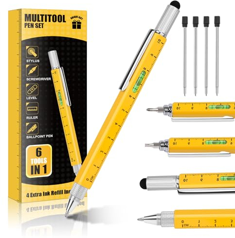 Geschenke für Männer Einzigartiger Multitool-Stift – Strumpffüller für Männer Papa Coole Gadgets für Ehemann Ihn Geburtstagsgeschenke für Männer (Gelb)
