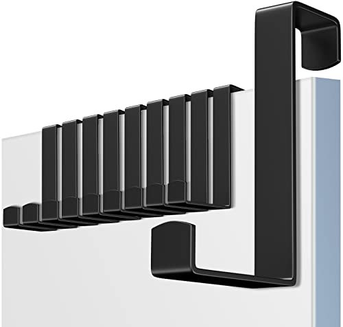 MOSUO Gancio per Porta, 10 Pezzi Porta Asciugamani Acciaio Inossidabile Porta Appendiabiti, Ganci Appendiabiti Per Camera Da Letto, Bagno, Cucina, Armadietto, Nero