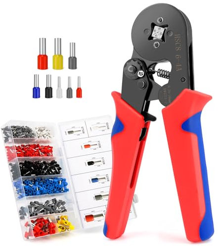 VFANDV Crimpadora Terminales Alicates AWG23-7/0.25-10mm², 1300 Pcs Crimpadora Alicates de Terminales con Conectores Cable, Herramienta Crimpado de Cable Autoajustable para Electricistas