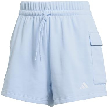 Adidas Femme Essentials Small Logo French Terry Cargo Shorts, Glow Blue/White, L