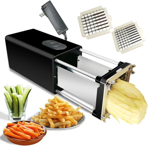 Fstcrt Elektrisch pommesschneider, kartoffelschneider, Pommes, Pommes Schneider gerät, Potato Cutter, Ausgestattet mit 1/2 Zoll und 3/8 Zoll Klingen, Geeignet für Kartoffeln, Karotten, Gurken usw