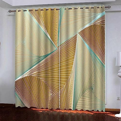 Brown Creative Lines Blackout Curtain 3D Thermo Insulating Window Drapes for Bedroom Polyester Material Pencil Pleat Design