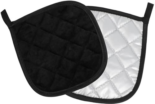 2 Pezzi Presine da Cucina - Presine termiche - 20 x 20 cm - Materiale in Poliestere - Può Essere Utilizzato come Presina o Guanto da Forno - Per Cucinare e Infornare (Nero)