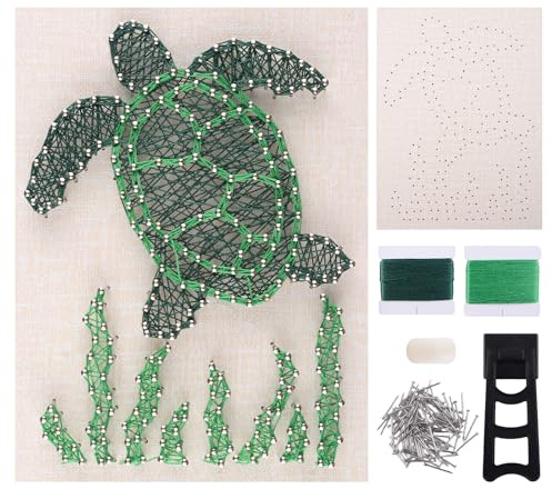 URROMA Kit de arte de cuerda para adultos, kit de manualidades de tortuga marina 3D para adultos, kit de pasatiempos para decoración de pared, suministros de arte para Navidad, decoración de pared del