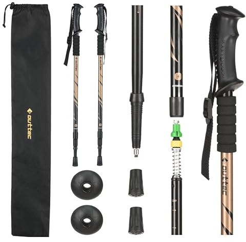 Outtec® Bastones de Senderismo Nordic Walking Bastones de Trekking - Ajustables de 65 a 135 cm